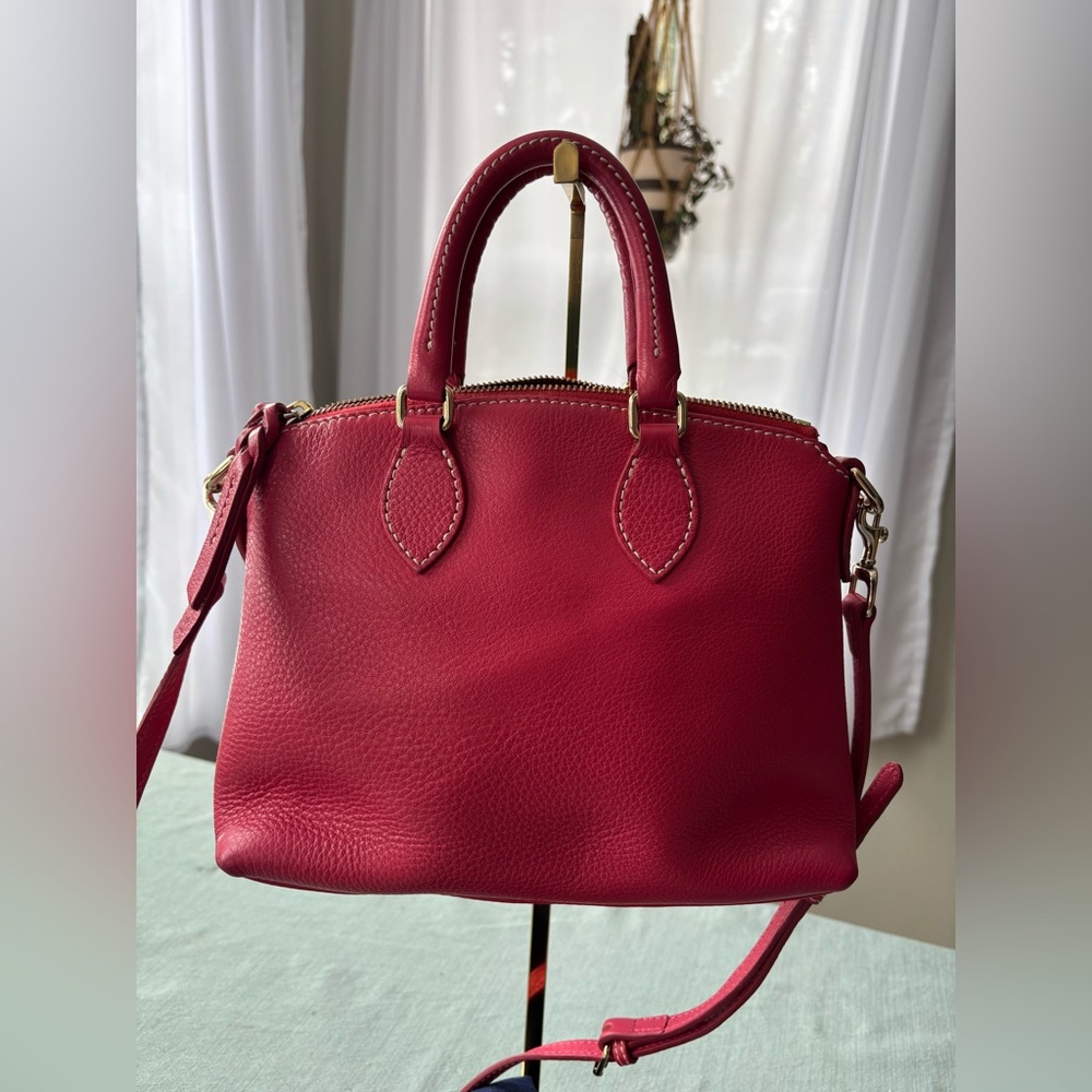 Dooney & Bourke Raspberry Hot Pink Leather Small Crossbody Satchel strap - Picture 4 of 16